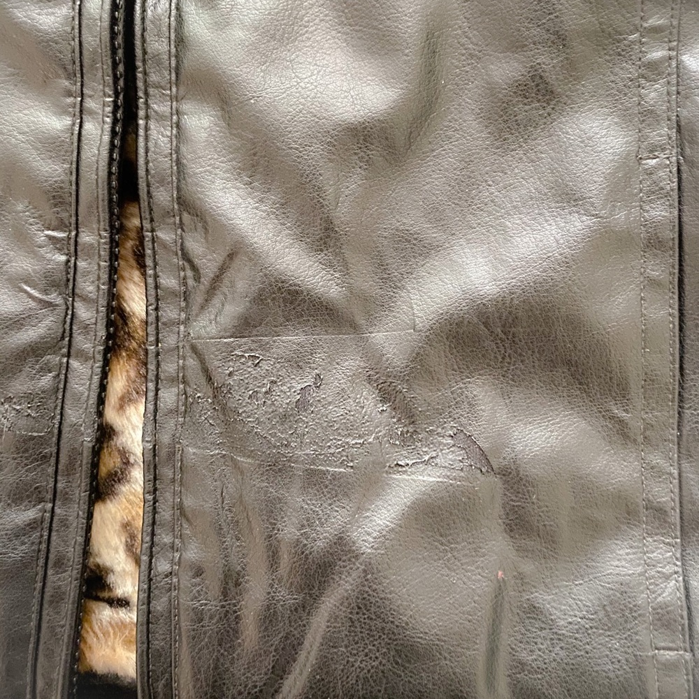 Copper Key Faux Leather Cheetah Fur Jacket - Picture 3 of 7